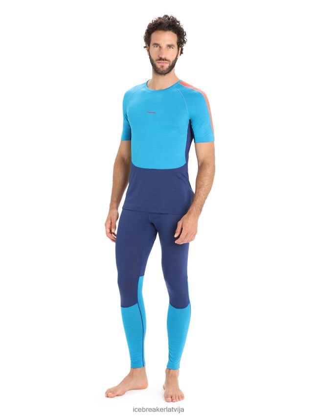 Icebreaker 125 zoneknit merino termo tops ar īsām piedurknēm vīriešiem ģeogrāfiski zilā/karaliskā flote apģērbs 622ZJ171