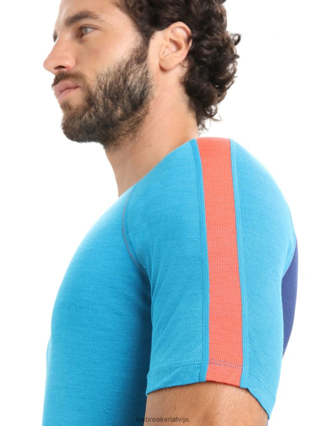 Icebreaker 125 zoneknit merino termo tops ar īsām piedurknēm vīriešiem ģeogrāfiski zilā/karaliskā flote apģērbs 622ZJ171