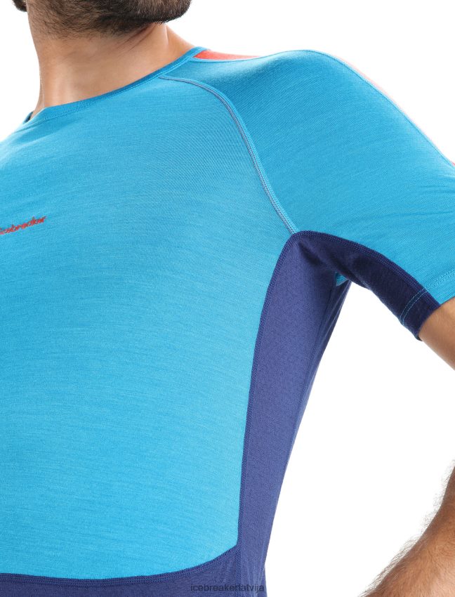 Icebreaker 125 zoneknit merino termo tops ar īsām piedurknēm vīriešiem ģeogrāfiski zilā/karaliskā flote apģērbs 622ZJ171