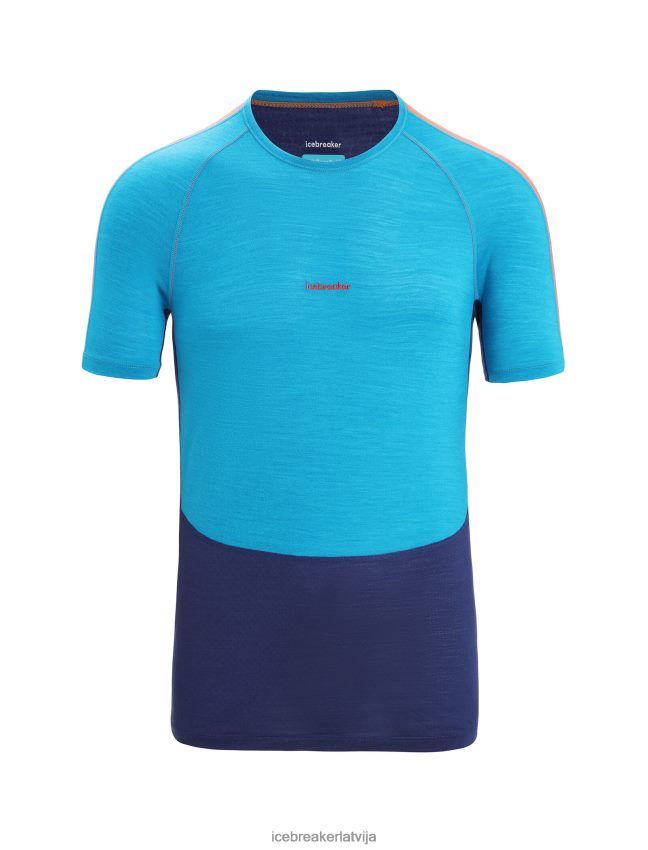 Icebreaker 125 zoneknit merino termo tops ar īsām piedurknēm vīriešiem ģeogrāfiski zilā/karaliskā flote apģērbs 622ZJ171