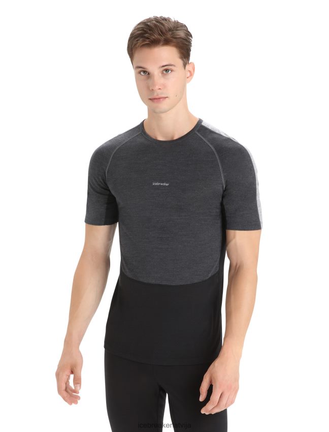 Icebreaker 125 zoneknit merino termo tops ar īsām piedurknēm vīriešiem strūklas virši/melns apģērbs 622ZJ172