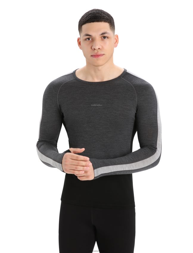 Icebreaker 200 zoneknit merino garo piedurkņu termo tops vīriešiem strūklas virši/melns apģērbs 622ZJ179