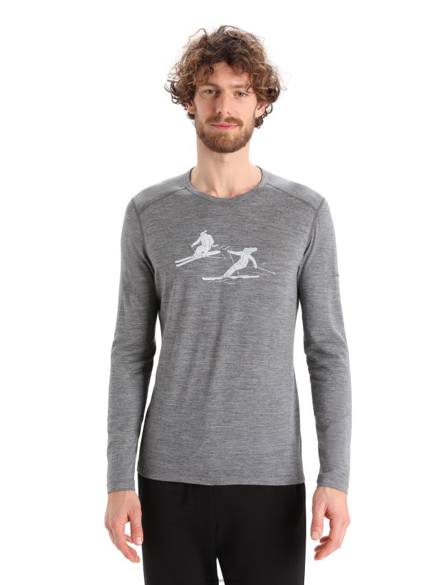 Icebreaker Merino 200 oasis ar garām piedurknēm crewe termo tops pēdējā skrējienā vīriešiem smilšakmens virši apģērbs 622ZJ434