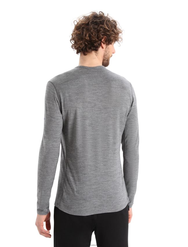 Icebreaker Merino 200 oasis ar garām piedurknēm crewe termo tops pēdējā skrējienā vīriešiem smilšakmens virši apģērbs 622ZJ434