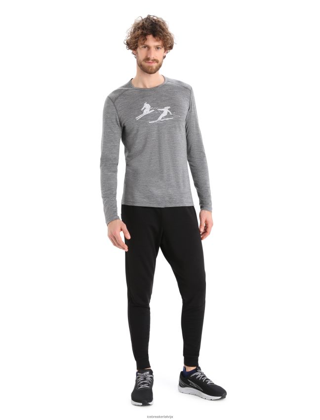 Icebreaker Merino 200 oasis ar garām piedurknēm crewe termo tops pēdējā skrējienā vīriešiem smilšakmens virši apģērbs 622ZJ434