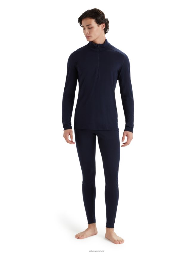 Icebreaker Merino 200 oasis termo tops ar garām piedurknēm ar pusi rāvējslēdzēju vīriešiem pusnakts flote apģērbs 622ZJ151
