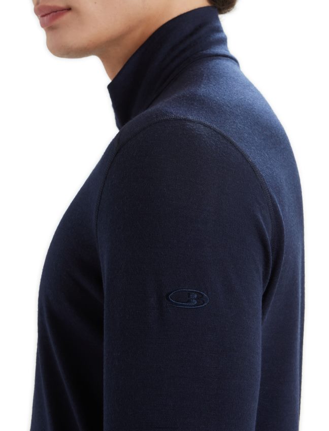 Icebreaker Merino 200 oasis termo tops ar garām piedurknēm ar pusi rāvējslēdzēju vīriešiem pusnakts flote apģērbs 622ZJ151