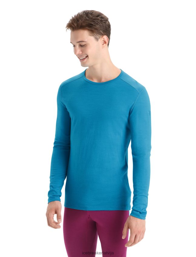 Icebreaker Merino 200 oasis termo tops ar garām piedurknēm vīriešiem ģeogrāfiski zils apģērbs 622ZJ137