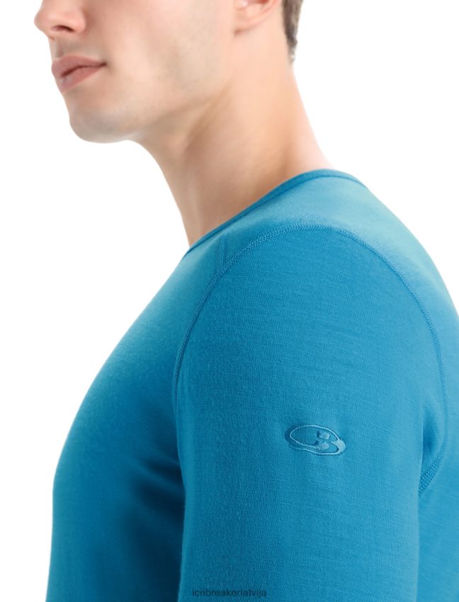 Icebreaker Merino 200 oasis termo tops ar garām piedurknēm vīriešiem ģeogrāfiski zils apģērbs 622ZJ137
