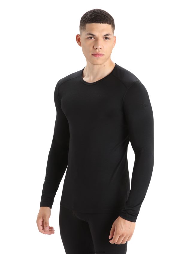 Icebreaker Merino 200 oasis termo tops ar garām piedurknēm vīriešiem melns apģērbs 622ZJ133