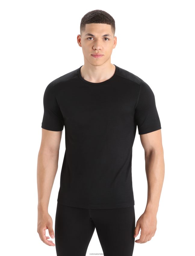 Icebreaker Merino 200 oasis termo tops ar īsām piedurknēm vīriešiem melns apģērbs 622ZJ153