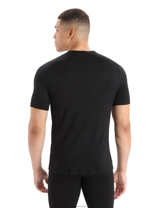 Icebreaker Merino 200 oasis termo tops ar īsām piedurknēm vīriešiem melns apģērbs 622ZJ153