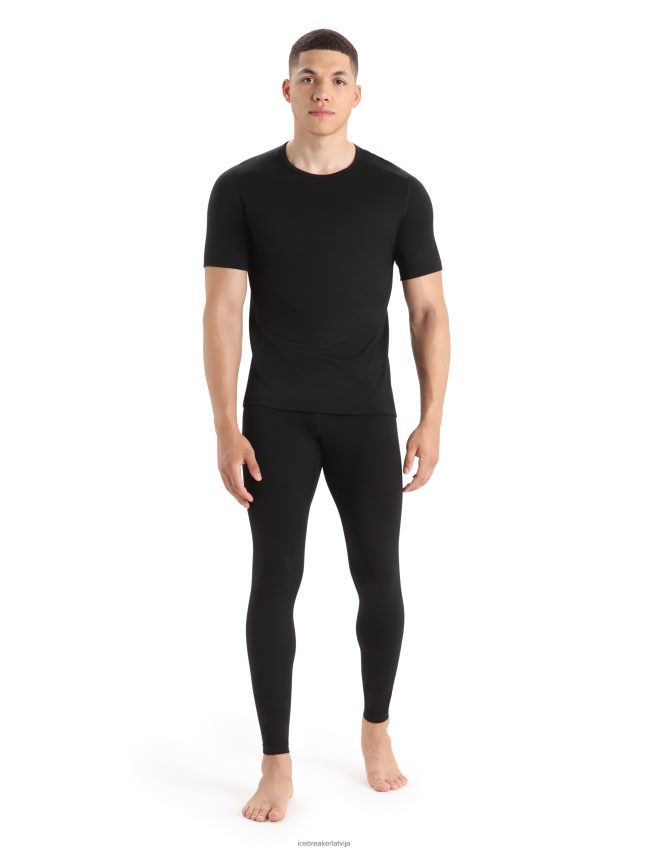 Icebreaker Merino 200 oasis termo tops ar īsām piedurknēm vīriešiem melns apģērbs 622ZJ153