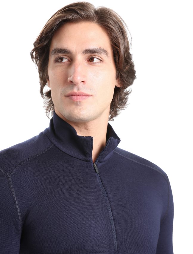 Icebreaker Merino 260 tech termotops ar garām piedurknēm ar pusi rāvējslēdzēju vīriešiem pusnakts flote apģērbs 622ZJ167