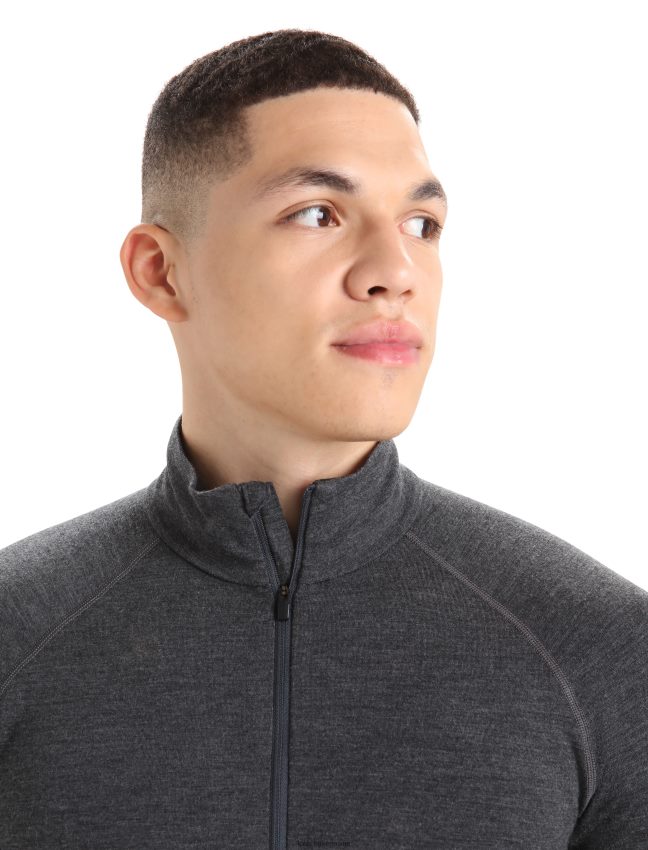 Icebreaker bodyfitzone merino 260 zonas termo tops ar garām piedurknēm ar pusi rāvējslēdzēju vīriešiem strūklas virši/melns apģērbs 622ZJ387