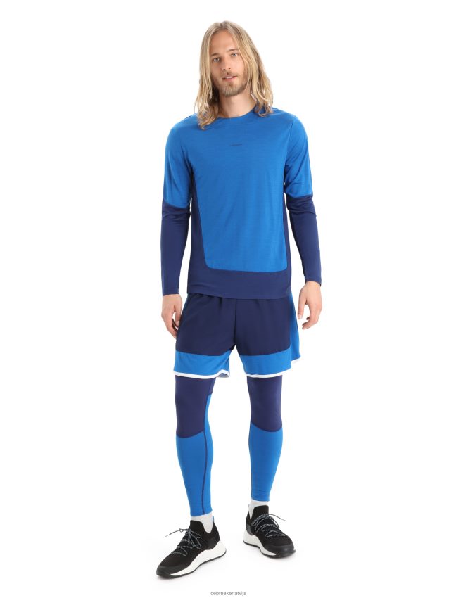 Icebreaker zoneknit merino t-krekls ar garām piedurknēm vīriešiem lazurīts/karaliskā flote apģērbs 622ZJ200