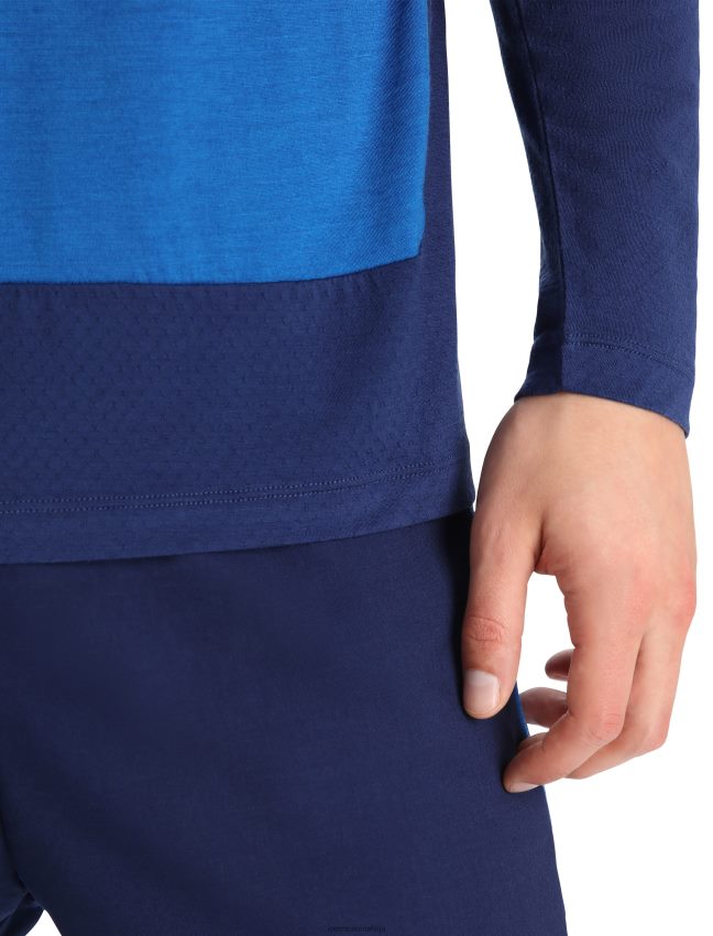 Icebreaker zoneknit merino t-krekls ar garām piedurknēm vīriešiem lazurīts/karaliskā flote apģērbs 622ZJ200