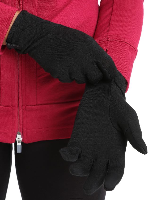 Icebreaker merino 260 tech cimdu ieliktņi unisex melns apģērbs 622ZJ303