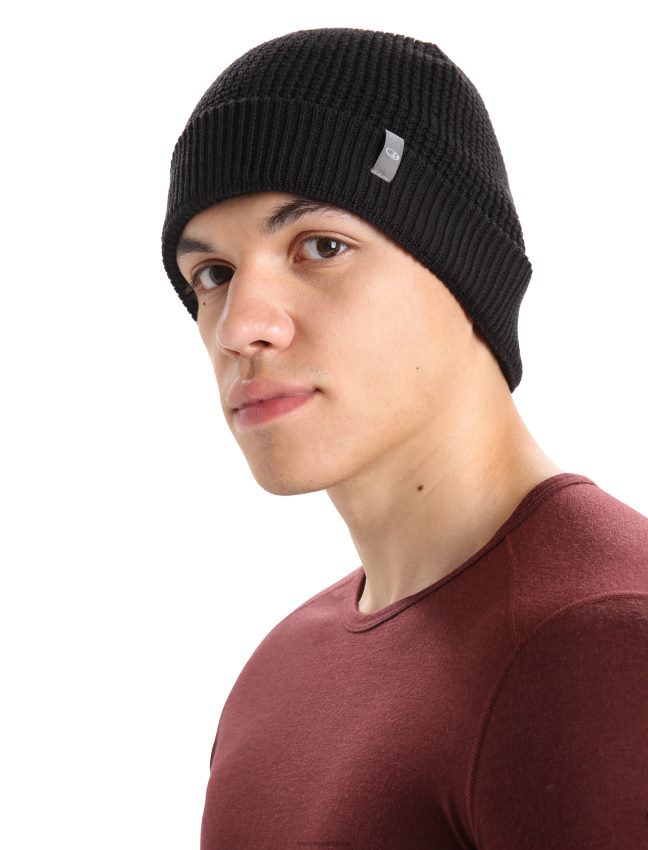Icebreaker merino feadan slouch beanie unisex melns Piederumi 622ZJ332