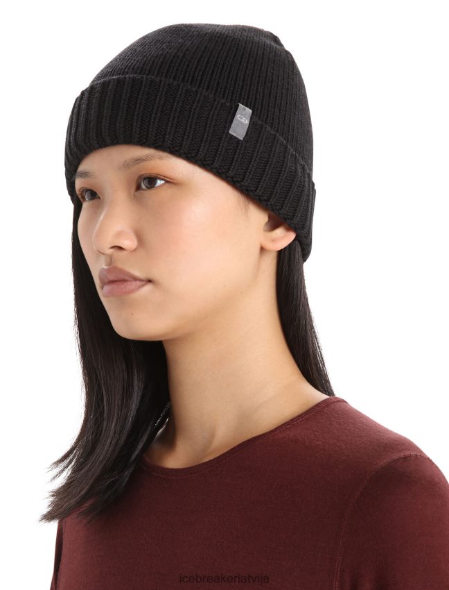 Icebreaker merino vela aproces beanie unisex melns Piederumi 622ZJ335