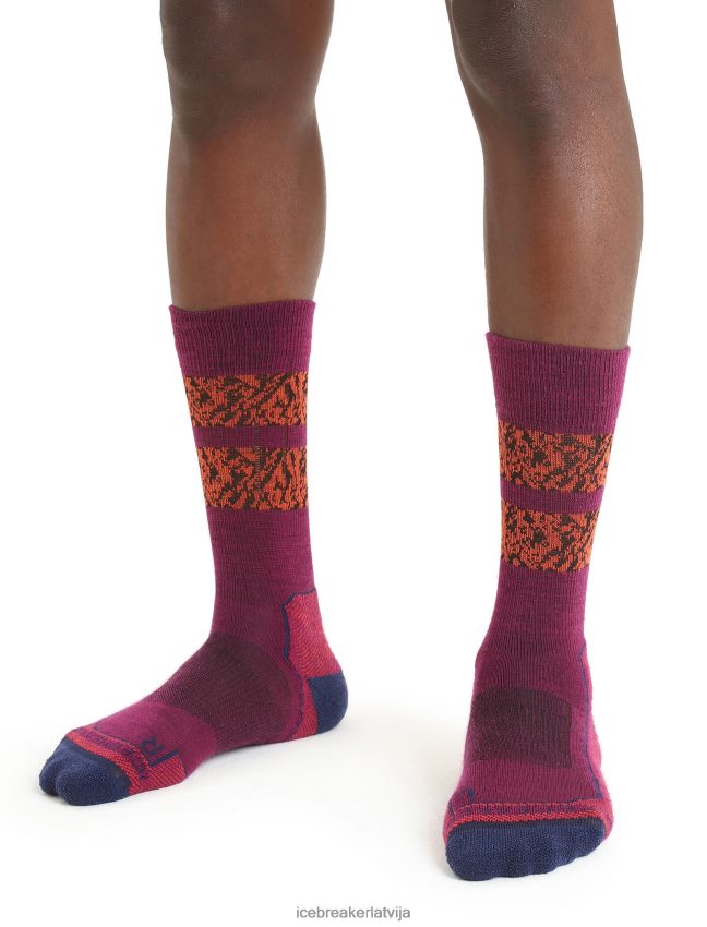 Icebreaker merino hike+ light crew socks natural virsotne vīriešiem go berry/royal navy Piederumi 622ZJ288