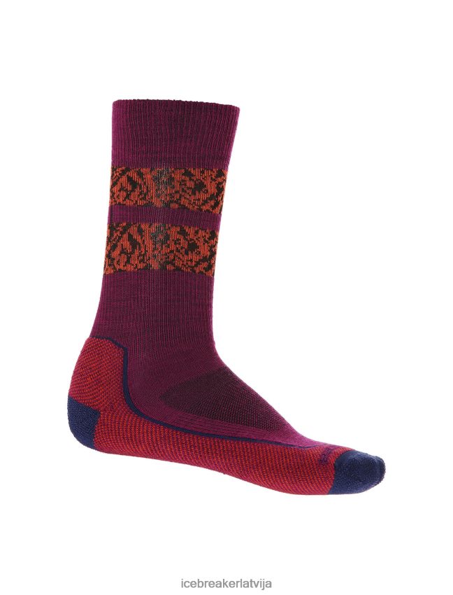 Icebreaker merino hike+ light crew socks natural virsotne vīriešiem go berry/royal navy Piederumi 622ZJ288