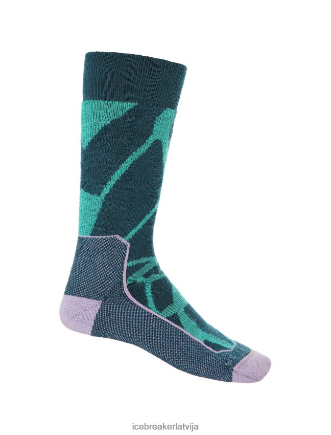 Icebreaker merino hike+ medium crew socks fractured landscapes sievietes svaiga/zaļa godība Piederumi 622ZJ774