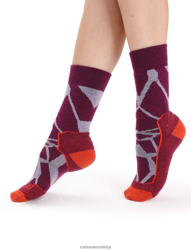 Icebreaker merino hike+ medium crew socks fractured landscapes sievietes violets skatiens/iet ogot Piederumi 622ZJ775