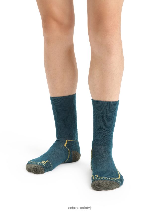 Icebreaker merino hike+ vidējas ekipāžas zeķes vīriešiem zaļa godība/loden Piederumi 622ZJ261