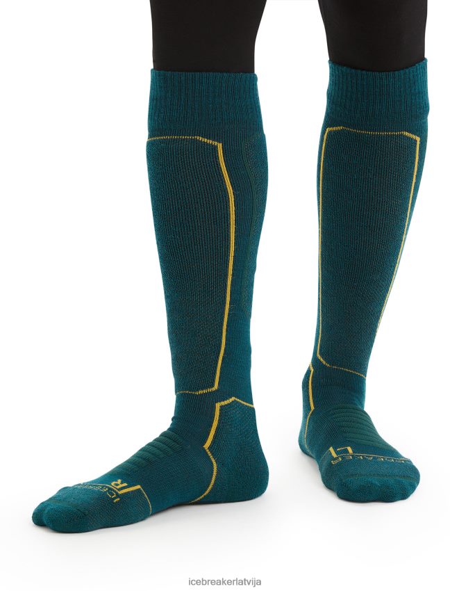 Icebreaker merino ski+ vidējas virs teļa zeķes vīriešiem zaļa godība/loden Piederumi 622ZJ284